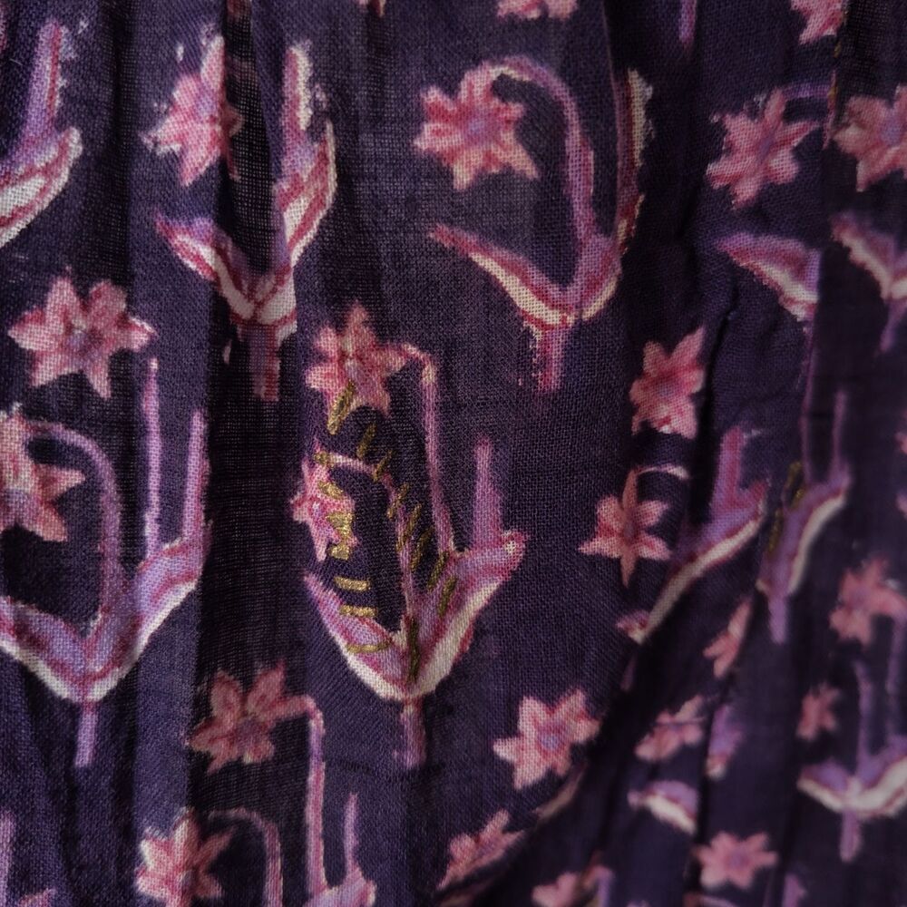 Vintage 70s Phool Indian Cotton Gauze Block Print Peasant Dress Size 4 Boho - Picture 11 of 16